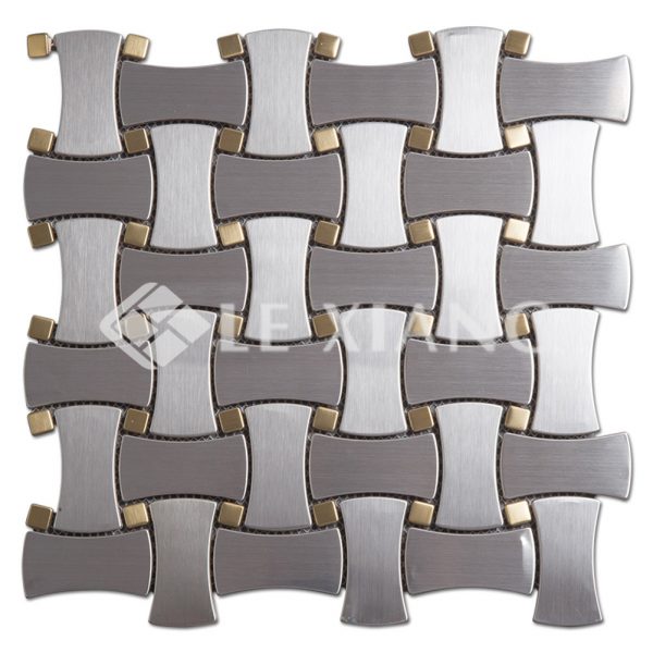 Basketweave Stainless Steel Mosaic Tile Kitchen Backsplash-1