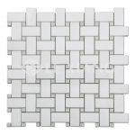 Basketweaveing White Thassos Marble Mosaic For Bathroom Floors-2