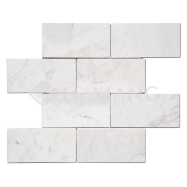 Bianco Carrara Brick Marble Mosaic Tiles For Wall-2