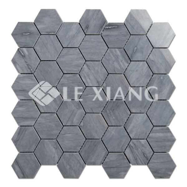 Blue Hexagon Stone Mosaics Tiles Bathroom Floors-1