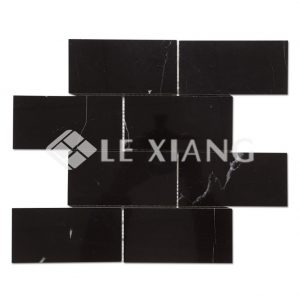 Brick Nero Marquina Black Marble Mosaic For Tile Bathroom Floors-1