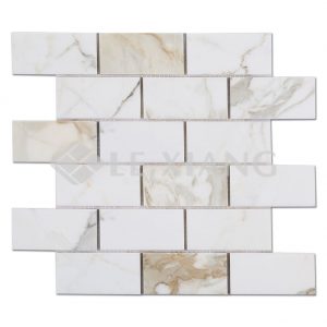 Brick Stone Mosaic Tile For Floor Collection Calacatta Gold Marble-1