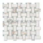 Calacatta Gold Stone Basketweave Marble Mosaic Backsplash Tile-3