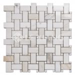 Calacatta Gold Stone Basketweave Marble Mosaic Backsplash Tile-4