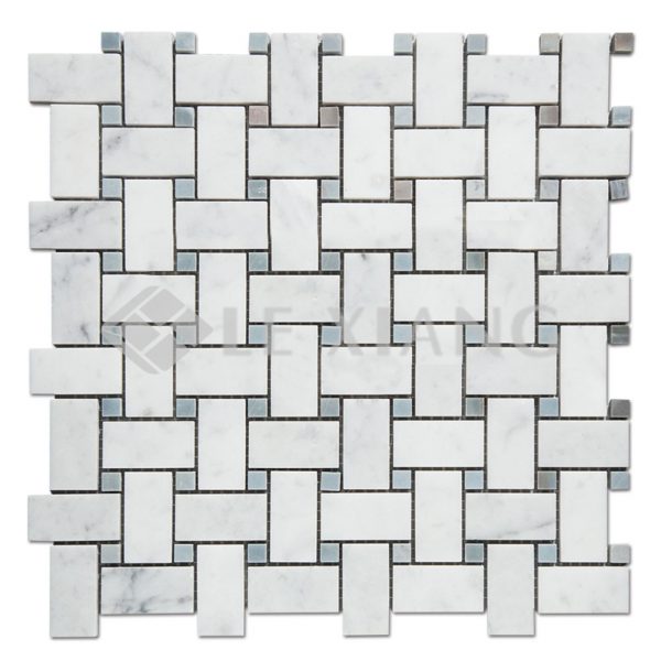 Carrara Basketweave Marble Mosaic Tile For Kitchen Backsplash-2