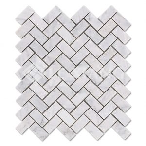 Carrara Herringbone Stone Mosaic Tiles For Bathroom Floors-1