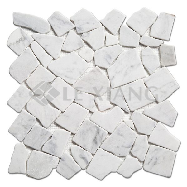 Carrara Pebble Marble Mosaic Flooring Tile For Bathroom Floors And Wall Tiles-1