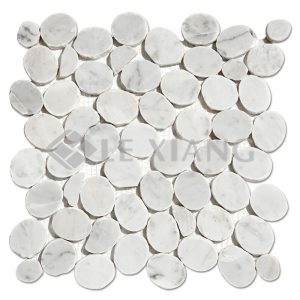 Carrara Pebble Stone Marble Mosaic Floors Tile For Bathroom Floors-1