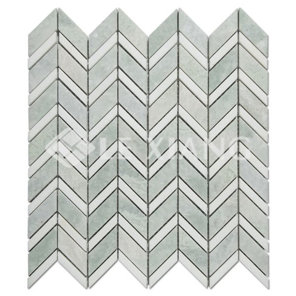 Chevron Pattern Marble Mosaic Tile Bathroom Floors Kitchen Backsplash 2-1