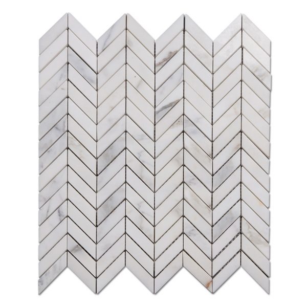 Chevron Pattern Marble Mosaic Tile Bathroom Floors Kitchen Backsplash 3-1