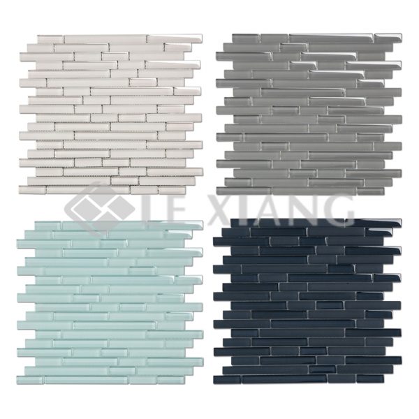 Colorful Strip Crystal Glass Mosaic Tile 4-5