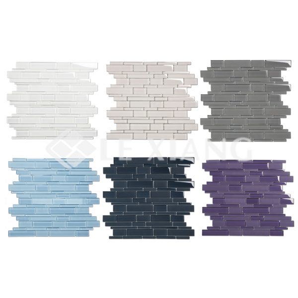 Colorful Strip Crystal Glass Mosaic Tile 6-7