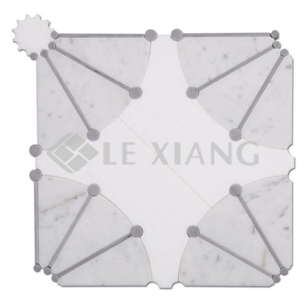 Dandelion WaterJet Cut Marble Mosaic Tiles Kitchen Backsplash-1