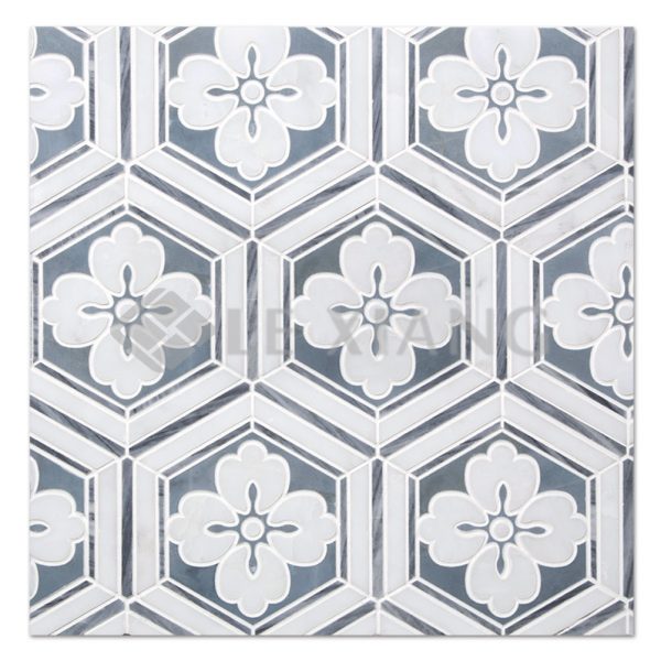 Flora Marble Water Jet Cut Stone Mosaic Tile For Bathroom Wall-1