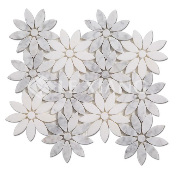 Flower Bathroom Floors Marble Mosaic Tile-1