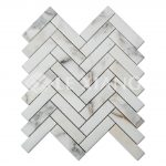 Herringbone Calacatta Gold Marble Mosaic Tile Bathroom Floors-3