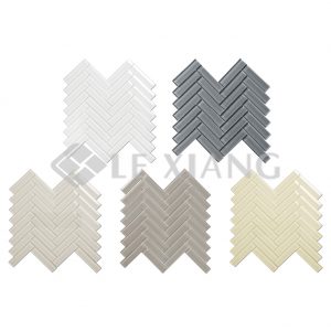 Herringbone Crystal Glass Mosaic Tile Kitchen Backsplash-11