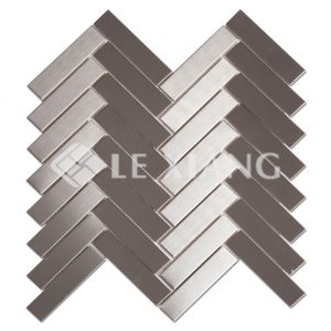 Herringbone Stainless Steel Mosaic Tiles Kitchen Backsplash-1