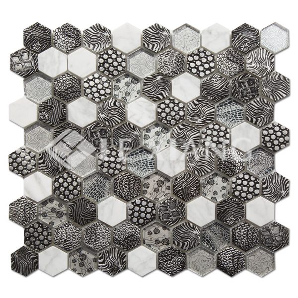 Hexagon Blends Mosaics Kitchen Backsplash Tile-1