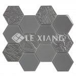 Hexagon Crystal Relief Glass Mosaics Tile For Kitchen Backsplash-2