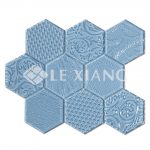 Hexagon Crystal Relief Glass Mosaics Tile For Kitchen Backsplash-3