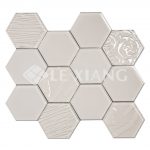 Hexagon Crystal Relief Glass Mosaics Tile For Kitchen Backsplash-4