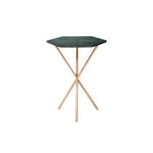 Hexagon Green Marble Tops Side Table-5