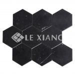 Hexagon Nero Marble Marquina Stone Mosaic Tile Bathroom Floors-2