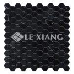 Hexagon Nero Marble Marquina Stone Mosaic Tile Bathroom Floors-3