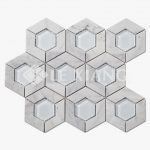 Hive Hexagon Patern Marble Mosaic Tile Kitchen Backsplash-4