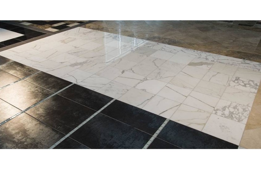 Italian White Gold Calacatta Marble Living Room Floors 8