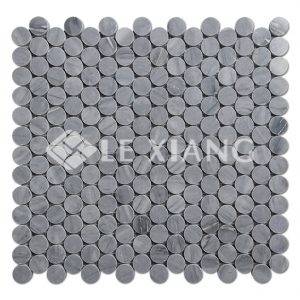 Latin Gray Penny Round Marble Mosaic Tile For Bathroom Floors-1