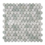 Marble Mosaic Tile Penny Round For Bathroom Floors Ming Green-3