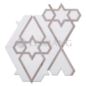 Marble WaterJet Cut Stone Mosaic Tile Mozi For Kitchen Backsplash-1