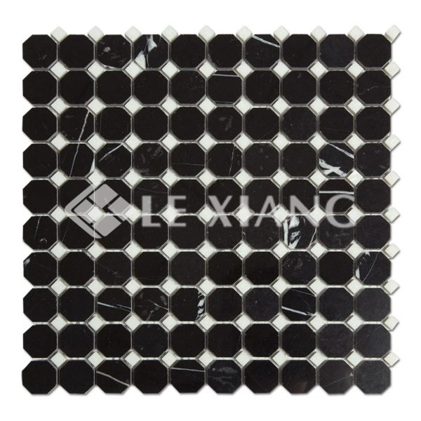 Nero Marquina Marble Octagon Mosaic Tile For Kitchen Backsplash-1