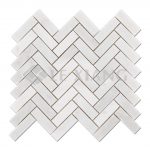 Oriental White Marble Herringbone Mosaic Tile Bathroom Wall-2