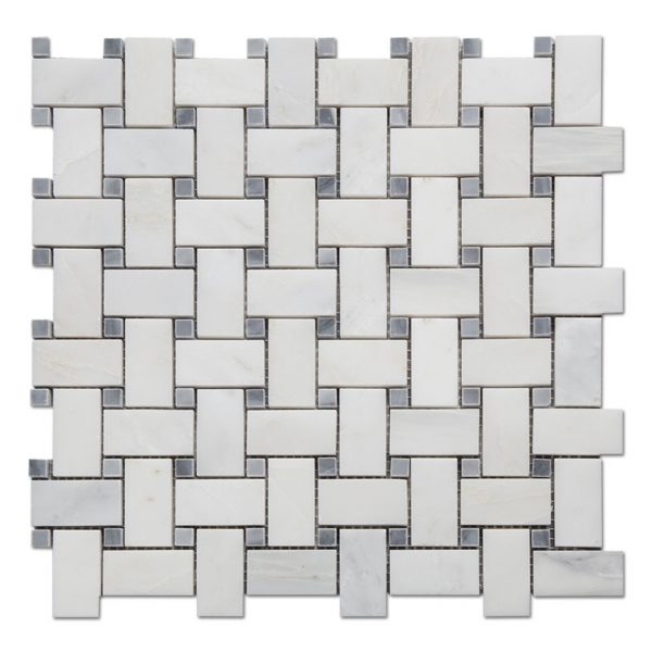 Oriental White Stone Basketweave Mosaic Tile For Kitchen Backsplash-1