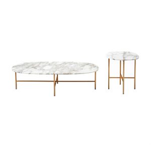 Oval Marble Coffee Table Set For Living Room-2