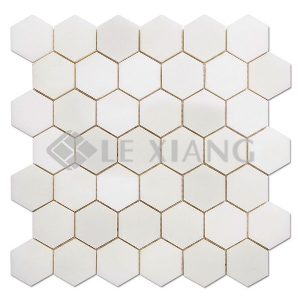 Patern Paper White Hexagon Stone Mosaic Tile Bathroom Floors-1