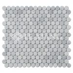 Penny Round Marble Mosaic Tile Bianco Carrara For Bathroom Floors-2