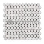 Penny Round Marble Mosaic Tile Bianco Carrara For Bathroom Floors-3