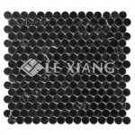 Penny Round Marble Mosaic Tile Nero Marquina For Bathroom Floors-2