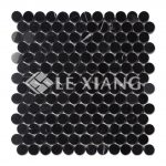 Penny Round Marble Mosaic Tile Nero Marquina For Bathroom Floors-3