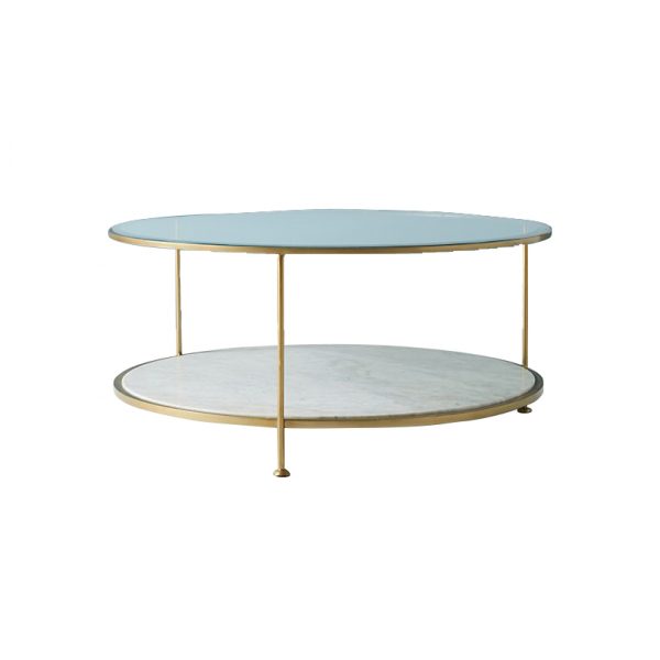 Round Marble And Glass Coffee Table-2