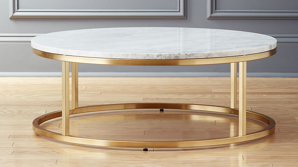 Round Marble Coffee Table In Brass Frame 3