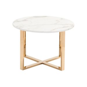 Round White Marble Side Table For Bedroom-4