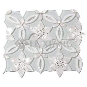 Spring Blossoms Water Jet Cut Stone Mosaic Tile For Kitchen Backsplash-1