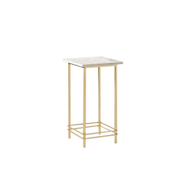 Square Marble Side Table With Gold Legs-2