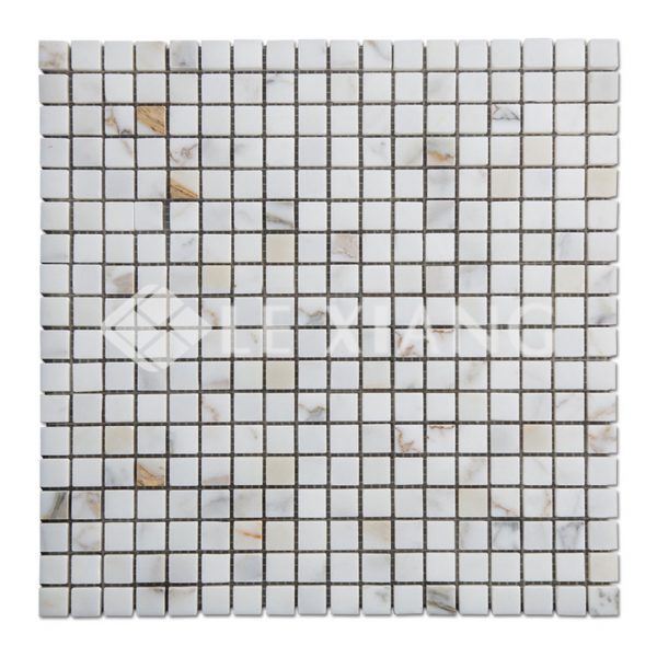 Square Stone Mosaic Tile Calacatta Gold Marble For Kitchen Backsplash-1