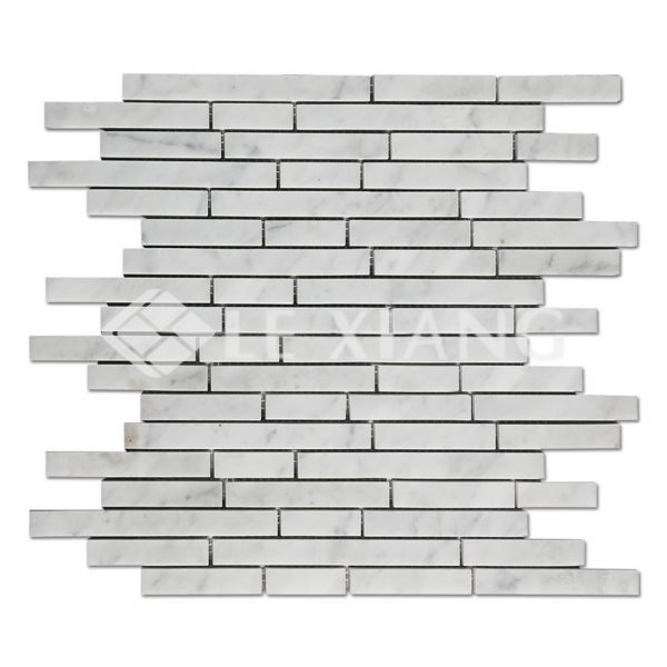 Strip Bianco Carraca Marble Mosaic Tile-1